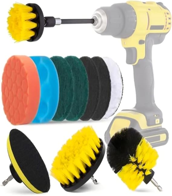 12PCS Multifunctional Drill Brush Cleaning Set with Scrubber Scouring Pad Replacement Accessories Fits Cordless AVID POWER Drills for Kitchen Car Bathroom