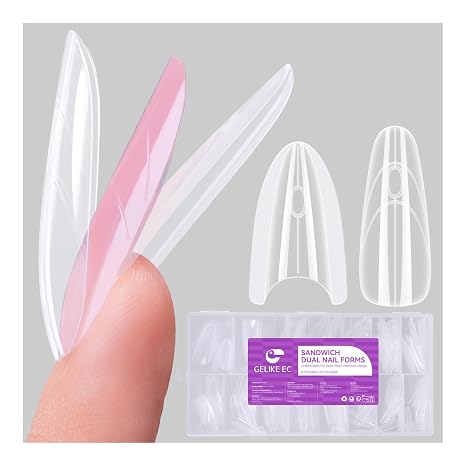 Gelike ec Professional Dual Nail Forms Set: Sandwich Design Nail Shapes 240 Pieces 15 Sizes for Flawless Gel Extensions Easy for DIY & Salon