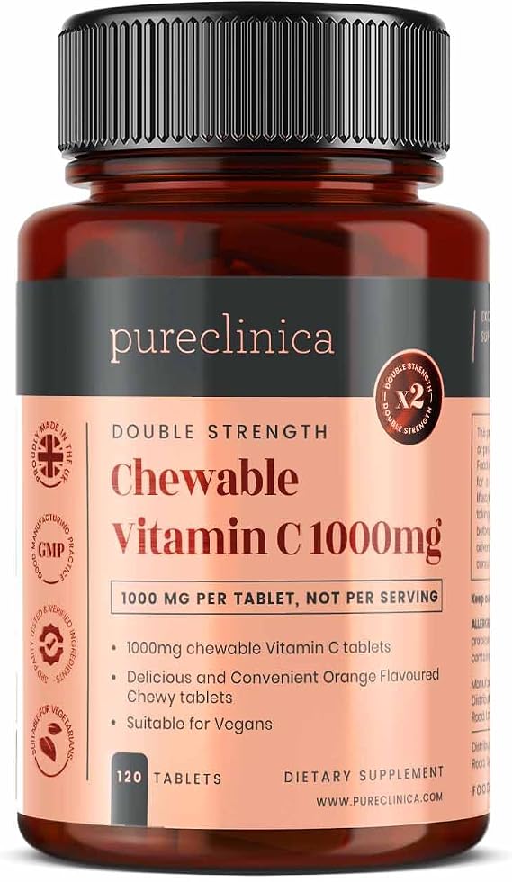 Double Strength Chewable Vitamin C 1000mg x 120 Tablets (Orange Flavour)