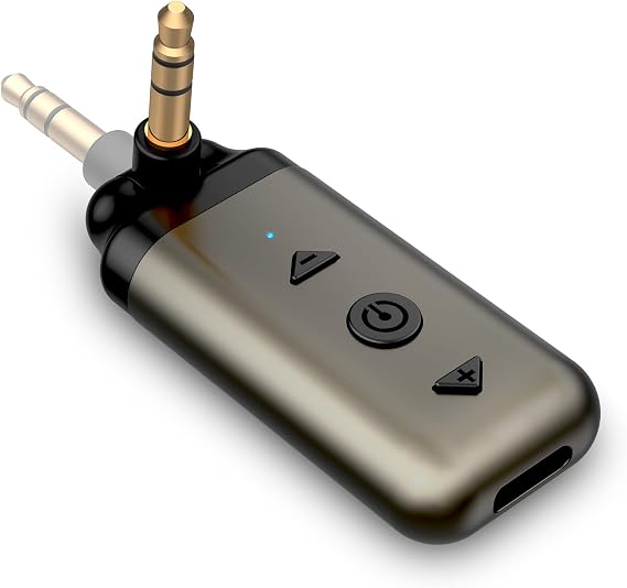 HVMLAK Air88 Bluetooth 5.4 Aux Adapter, 180 Swivel 3.5mm Jack Receiver for Car Home Stereo, Handsfree Calls, 12 Hours Battery, HiFi Sound, Solid Metal Case