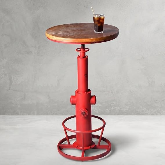 Topower Industrial Bar Table 38.58-48.43" Adjustable Pub Table Kitchen Dining Coffee Bistro Table Antique Red