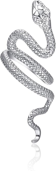 PRAYMOS 925 Sterling Silver Snake/Shark Rings Adjustable Open Ring for Women with Jewelry Box Size 7-9