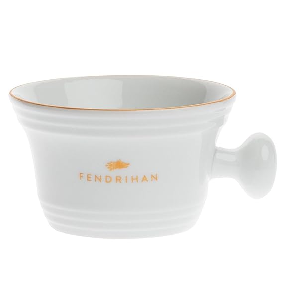 Fendrihan Porcelain Apothecary Shaving Mug, Hand-Painted Rim (Golden)