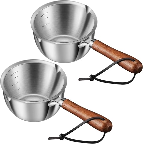 2 PCS Small Milk Pots Set, Milk Pan with Pouring Lip, Compact Saucepan for Heating Milk and Making Sauces, Milk Pan with Easy Pour Design, 300 Ml Capacity