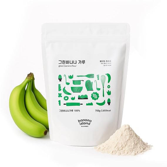 Banana Island Green Banana Flour High Resistant Starch and Dietary Fiber for Digestive Health, Gluten-Free Powder for Baking and Cooking Recipes, Nutritious Meal Prep (10.6oz)