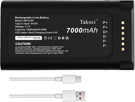 Upgraded 7000mAh Eufy E340 Battery - Compatible with Security Video Doorbell C31 / E340 Rechargeable Battery with Type-C Charge Cable, Part Number HB-E340