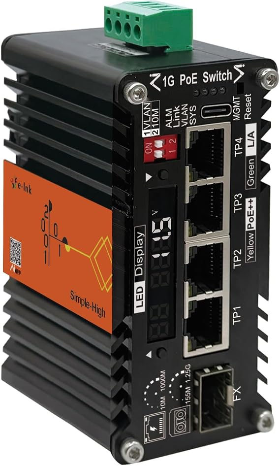 4X1000M RJ45 IEEE802.3at/bt 90W + 1XSFP AI スマートマネージドPoE+スイッチ