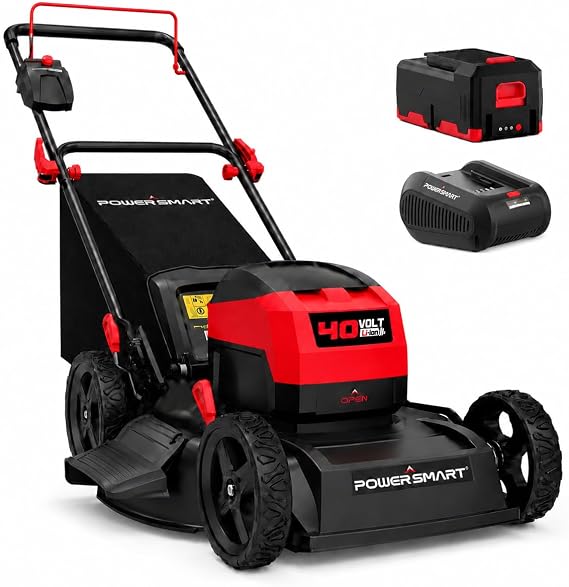 40V Cordless Lawn Mower 17" Walk Behind Mower, 3-in-1 Brushless Push Electric Lawn Mower with 4.0Ah Battery & Charge, 46L Grass Bag, 6 Adjustable Cutting Heights, for Garden/Patio/Yard/Lawn
