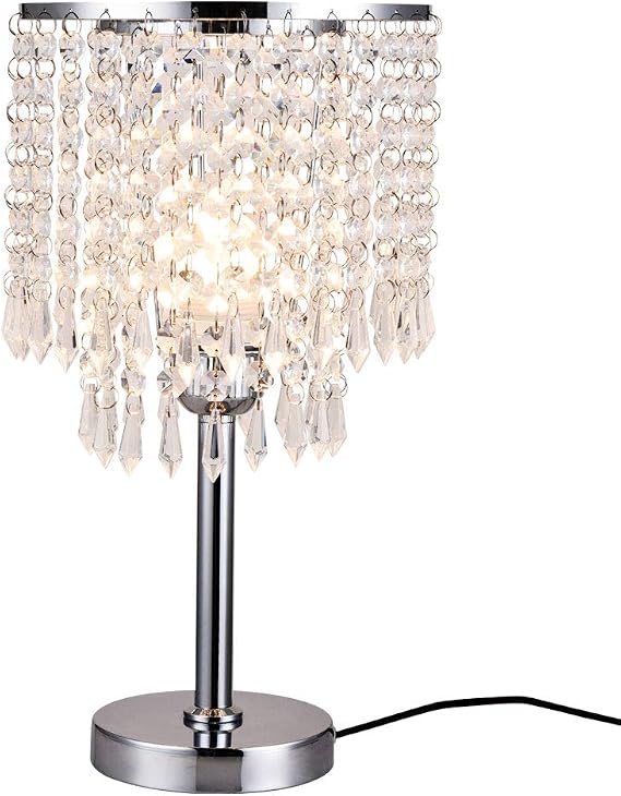 YAYY Crystal Table Desk Lamp, Modern Bedside Table Lamp, Nightstand Decorative Room Table Lamp, Sliver Lamp Shade Night Light Fixture for Living Room/Bedroom/Dining Room/Kitchen