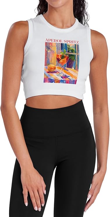 Popfunk bCreative Reinders Aperol Spritz Cafe 3 Women's Sleeveless Crop Top Tank