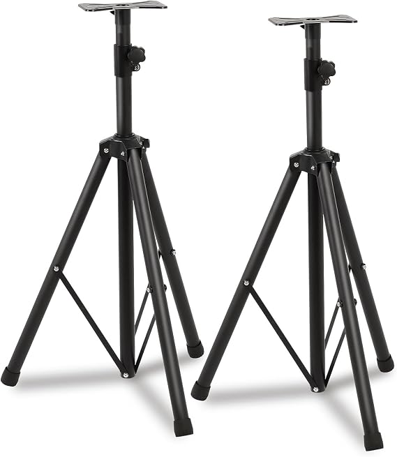 FAHKNS Heavy Duty Adjustable Speaker Stand, Pair of 2 Universal Speaker Floor Stands with Locking Safety Pins & Base, Max Height 70.8", Supports 150 LBS for Studio, PA, Home Theater