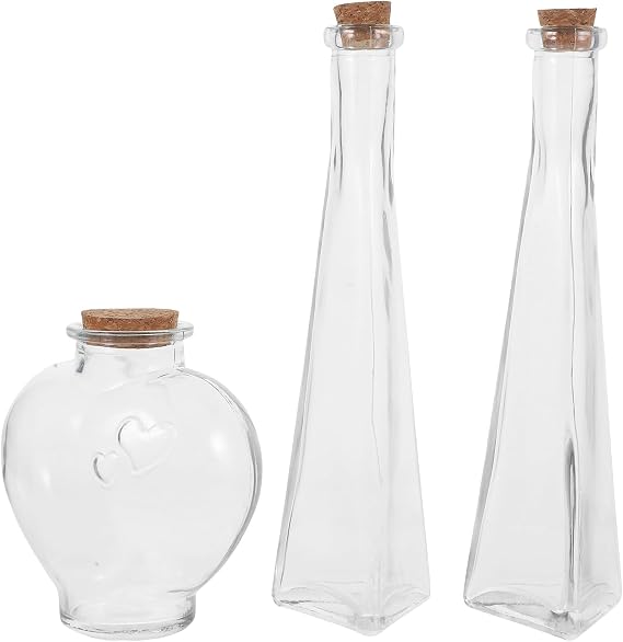 Garneck Unity Sand Ceremony Kit - 3pcs Handmade Decorative Vase Set with Cork Lids - Sand Wedding Decorative Glass Jars