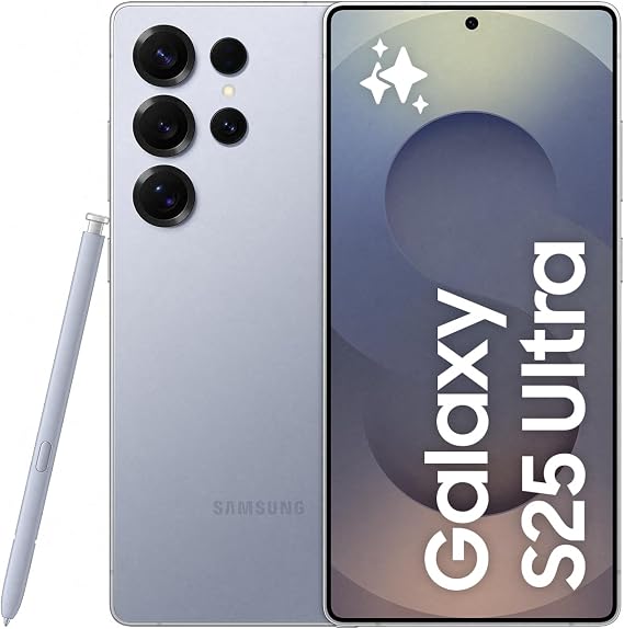 Samsung Galaxy S25 Ultra AI Smartphone, Galaxy AI, 12GB Memory, 512GB Storage, 200MP Camera, S Pen Included, Titanium Silverblue, (UK Version)