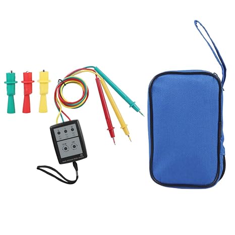 Phase Rotation Tester, SP8030 Digital Phase Rotation Indicator with LED Buzzer and Crocodile Clips Phase Sequence Meter 200 V-480V AC