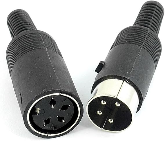 uxcell Pair Black Plastic Male + Female 4-Pin DIN Adapter Connector 6mm