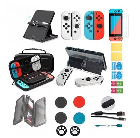 Switch OLED Accessories Bundle 27 in 1 for Nintendo Switch OLED, Upgraded 2024 OLED Accessories Kit with OLED Protective Case, Carrying Case, OLED Screen Protector & More (OLED 2 7in 1 Bag)