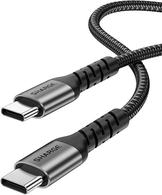 Sharge 240W USB-C Fast Charging Cable, 4.9ft Braided, PD3.1, Ultra-Durable for Laptops, Smartphones, Tablets, Steam Deck, Switch & More