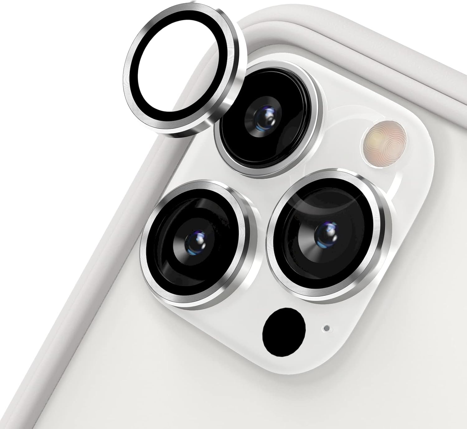 RhinoShield Camera Lens Protector Compatible with [iPhone 13 Pro13 Pro Max] | Impact Protection-High Clarity and ScratchFingerprint Resistant 9H Tempered Glass with Aluminum Trim-Silver