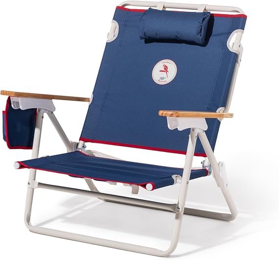 Business & Pleasure Co. Margaritaville Manana Backpack Beach Chair Lay Flat Reclining, Lightweight & Portable, Insulated Cooler Pocket, Continental Drifter 70's Panel