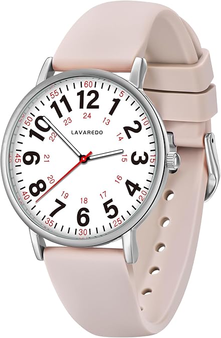 Nurse Watch for Nurses Doctors Women Men,Waterproof Analog Watches with Luminous Dial and Japanese Quartz Movement,Easy to Read Military Time Watch with Second Hand, 12/24 Hours,Silicone Band