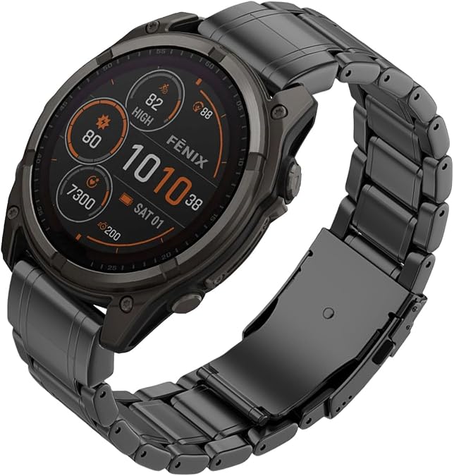 Luxury Titanium Fenix 8 51mm/7X/6X/5X Plus Band, 26mm Premium Metal Quickfit Bands Watch Strap with Swept Wing Clasp Compatible for Garmin Fenix 7X Pro/6X Pro/5X Plus/Enduro 3/Tactix 7 Bands