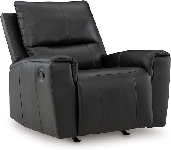 Signature Design by Ashley Glassmere Leather Rocker Recliner Chair, Black