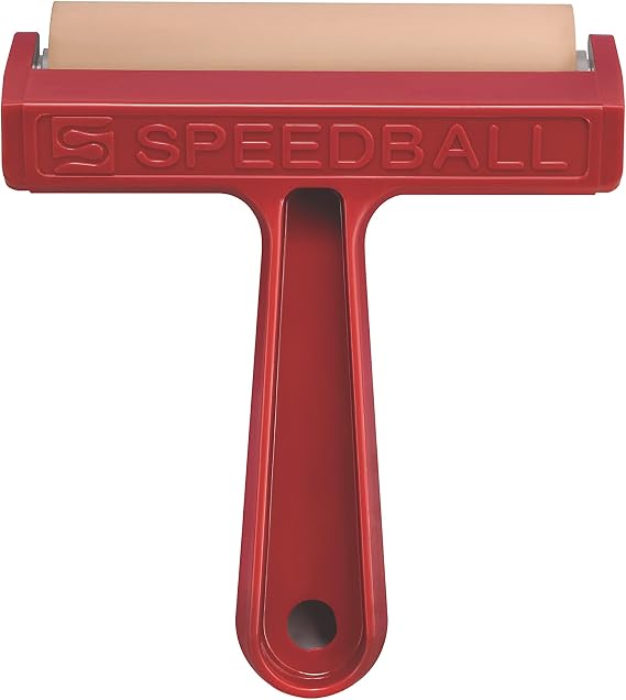 Speedball Pop-in Soft Rubber Brayer, 4-Inch Roller for Block Printing, Relief Printing, and Mixed Media Art