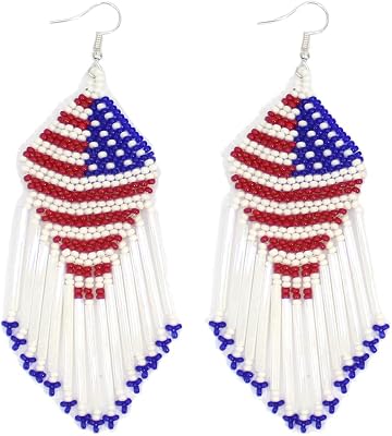 Patriotic American Flag Earrings Independence Day July 4th Celebration Jewelry