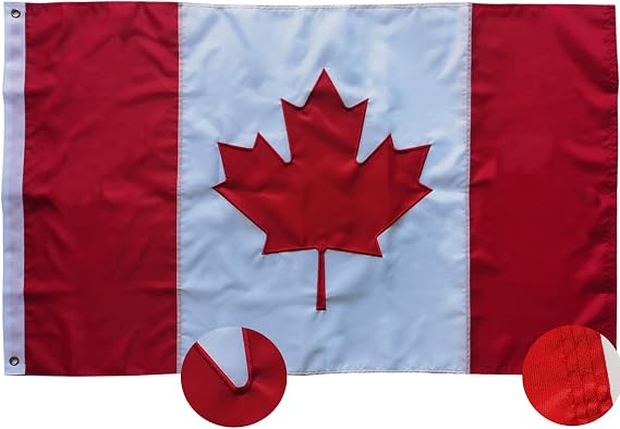 Canada flag Canadian Flag 2x4FT -(60x120cm) Embroidered Maple Leaf with Sewn Stripes Outdoors Indoors 210D Heavy Duty Polyester Flag Brass Grommets