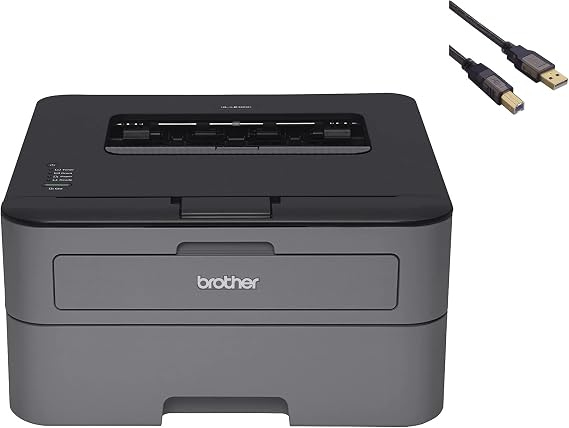 Brother New HL-L2300 Series Monochrome Laser Printer: 2400 x 600 Resolution, Upto 27 ppm Print Speed, Hi-Speed USB 2.0, 250-sheet Capacity, Automatic Duplex Printing, TF USB Cable