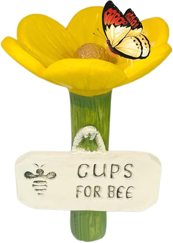 Bee Cups, Ceremic Flower Shaped Butterfly Bee Watering Station, Feeder Colorful Insec-t Drinking Station For Farm Pathway Driveway Garden Decor
