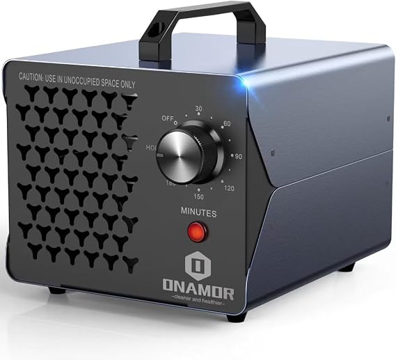 ONAMOR Ozone Generator 83,000mg - Ozone Machine for Home, Smoke, Car, and Pet Room. (Suitable for Area of 6,000 Square Feet) - Gray