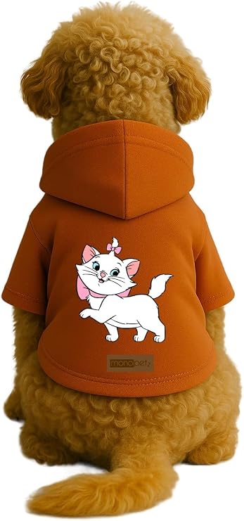 Baskılı İçi Polarlı Köpek ve Kedi Kıyafeti & Elbisesi - Siyah Renk Kapüşonlu Hoodie B05F2, XS