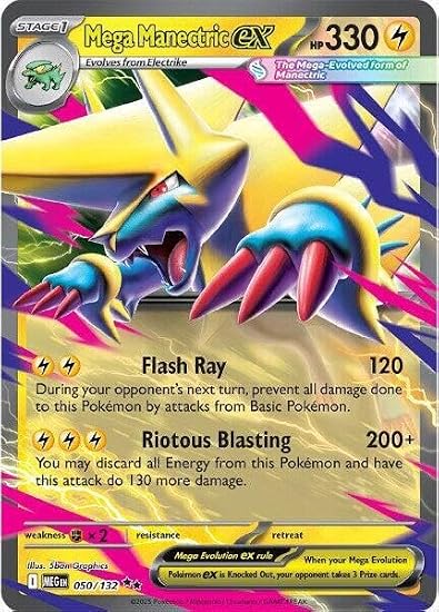 Pokemon - Mega Manectric ex - 050/132 - ME01: Mega Evolution (MEG) - Double Rare - Single Card