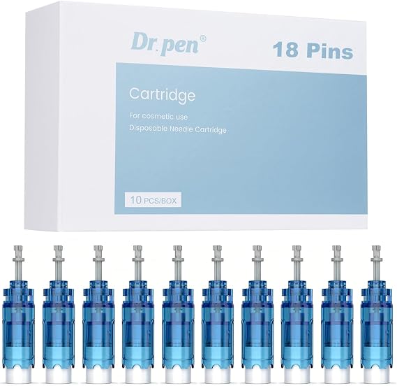 Dr.pen M8S Cartridges 18 Pins, 10Pcs Dr.pen Replacement Cartridges for Microneedling Pen M8S/A8S/A9 Model, Authentic Disposable Microneedling Cartridges (18 Pins, 10Pcs)