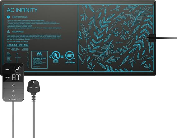 AC Infinity SUNCORE H3 Seedling Mat 25x50cm with Digital Thermostat Control