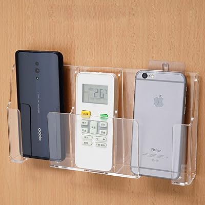 Acrylic Cell Phone Storage Holder Wall Mount TV Remote Control Media Storage Box Organizer Upgrade, 3 Solts