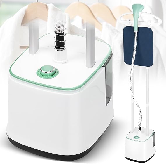 Standing Garment Steamer, 2000W Powerful Steamer for Clothes, 10 Steam Levels, 2.7L Water Tank for 90 Mins Continuous Steaming, Home Commercial Use (Pearl Green)