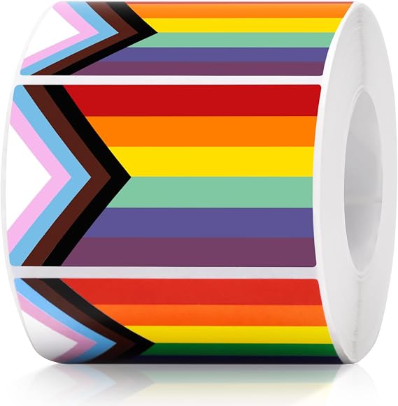 Pride Stickers LGBTQ Sticker 500 Pcs 2 x 1.2 Inch Self-Adhesive Rainbow