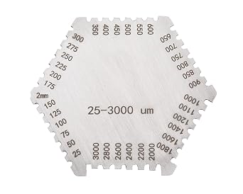 Wet Film Thickness Gauge Comb - Mil Scale Wet Mil Gauge Step and Notched for Paints Resins,Aluminum