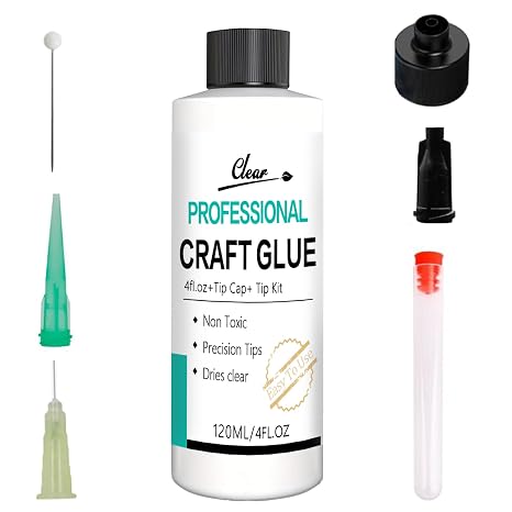 Craft Glue & Precision Tips, Craft Glue Bottles with Fine Tip, Quick Dry Clear, Strong Tacky Glues, Fabric Adhesive Permanent for Paper Crafting Scrapbooking/Etc (4.2oz)