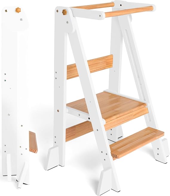 Ocodile Foldable Toddler Tower, 2-Step Adjustable Toddler Standing Tower