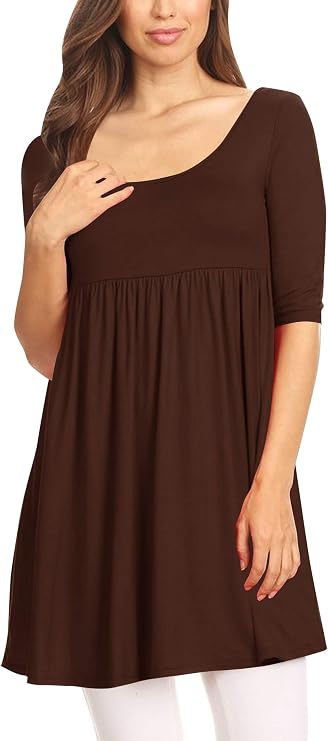 FashionJOA Women's Casual 3/4 Sleeves Baby Doll Style Solid Mini Dress Maternity