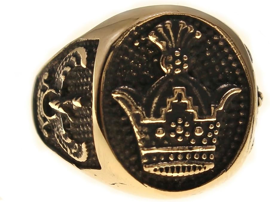 Gold Plated Persian Pahlavi Eagle Crown Ring