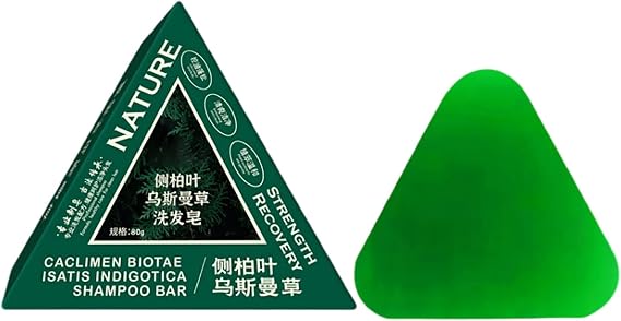 Nature Triangle Shampoo Bar, Seven Green Soap Shampoo for Women and Men, Vegetable Solid Shampoo Bar for Gentle Cleaning & Nourishing Care, Strengthens Straight Hair & Soothes the Scalp (1 Piece)