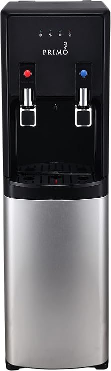 Primo Bottom-Loading Water Dispenser - 2 Temp (Hot-Cold) Water Cooler Water Dispenser for 5 Gallon Bottle w/Child-Resistant Safety Feature, Black and Stainless Steel