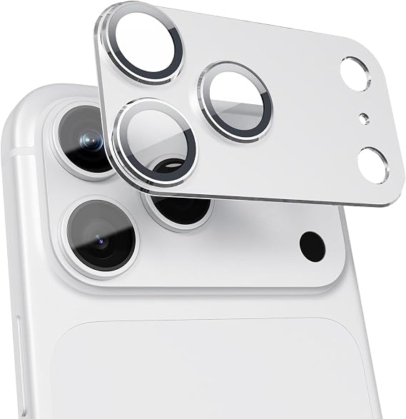 GratKit for iPhone 17 Pro Max Camera Lens Protector, 9H Tempered Glass with Aluminum Alloy Frame Full Protective Cover, Case Friendly, Ultra HD, Night-Shot Friendly, Silver