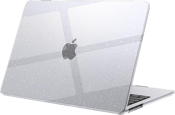 Case Compatible with MacBook Air 15 inch M5 A3448 M4 A3241 M3 A3114 M2 A2941, 2026 2025 2024 2023 Release, Transparent Hard Plastic Shell Cover, Glittery Clear
