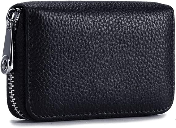EASTNIGHTS RFID Credit Card Holder Genuine Leather Credit Card Wallet with Zipper | RFID