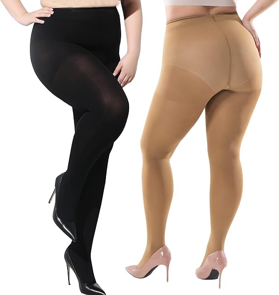 Opaque Tights Plus Size - Comfy Queen Size Tights, Warm Straight Crotch Leggings, for Chubby Women